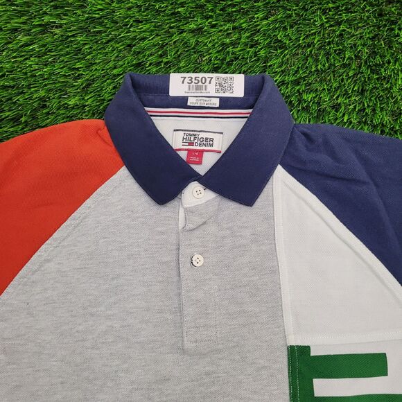 Tommy-Hilfiger Polo Shirt Large 22x27 Blue - Picture 12 of 16